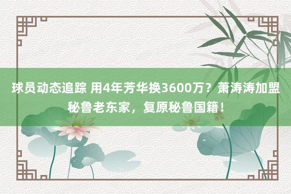 球员动态追踪 用4年芳华换3600万？萧涛涛加盟秘鲁老东家，复原秘鲁国籍！