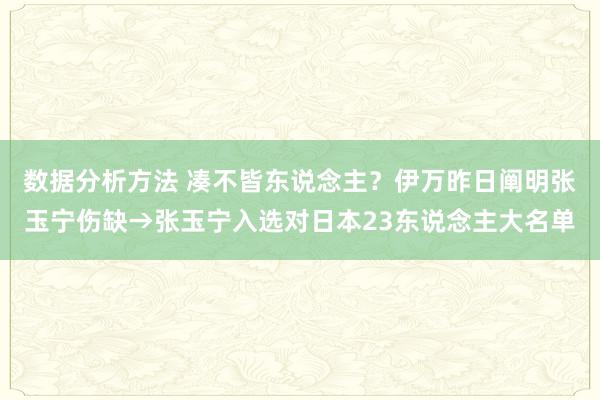 数据分析方法 凑不皆东说念主？伊万昨日阐明张玉宁伤缺→张玉宁入选对日本23东说念主大名单