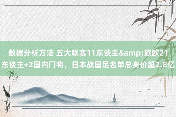 数据分析方法 五大联赛11东谈主&旅欧21东谈主+2国内门将，日本战国足名单总身价超2.8亿