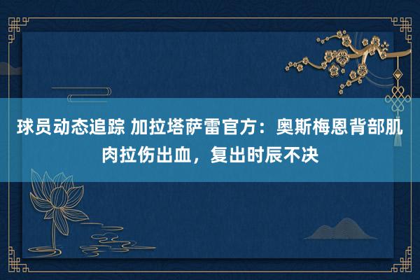 球员动态追踪 加拉塔萨雷官方：奥斯梅恩背部肌肉拉伤出血，复出时辰不决