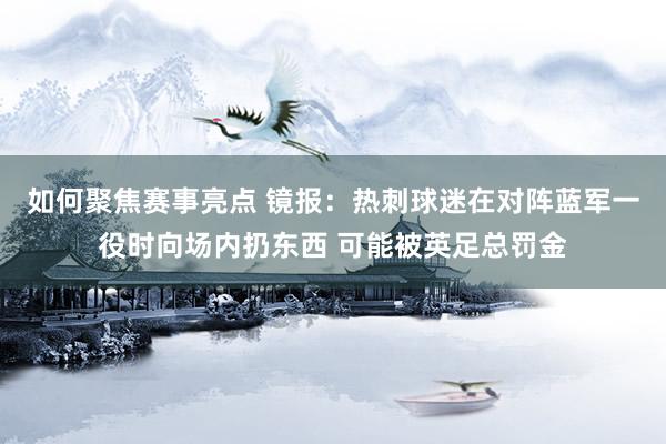 如何聚焦赛事亮点 镜报：热刺球迷在对阵蓝军一役时向场内扔东西 可能被英足总罚金