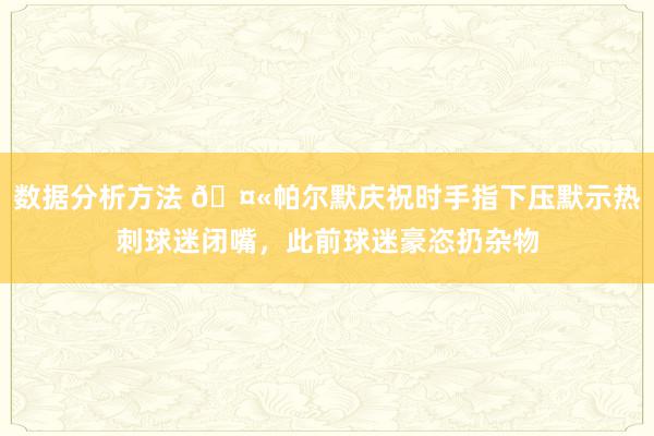 数据分析方法 🤫帕尔默庆祝时手指下压默示热刺球迷闭嘴，此前球迷豪恣扔杂物