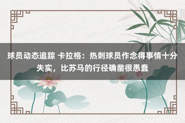 球员动态追踪 卡拉格：热刺球员作念得事情十分失实，比苏马的行径确凿很愚蠢