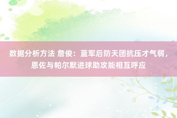 数据分析方法 詹俊：蓝军后防天团抗压才气弱，恩佐与帕尔默进球助攻能相互呼应